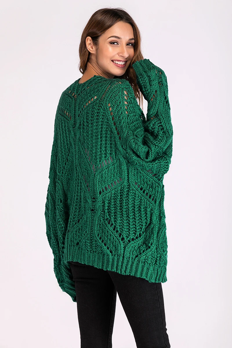Зеленый большой кардиган свитера женские осень зима v-образный вырез свободная шаль с длинным рукавом Верхняя одежда Повседневный вязаный женский свитер