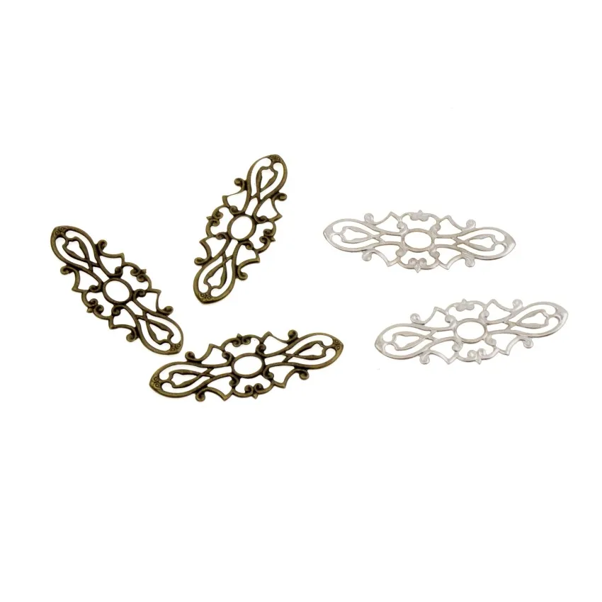 

MIAOCHI DIY 60Pcs Bronze/White K/Gold Metal Flower Filigree Wraps Connectors Metal Crafts Decoration DIY Findings 38*15mm