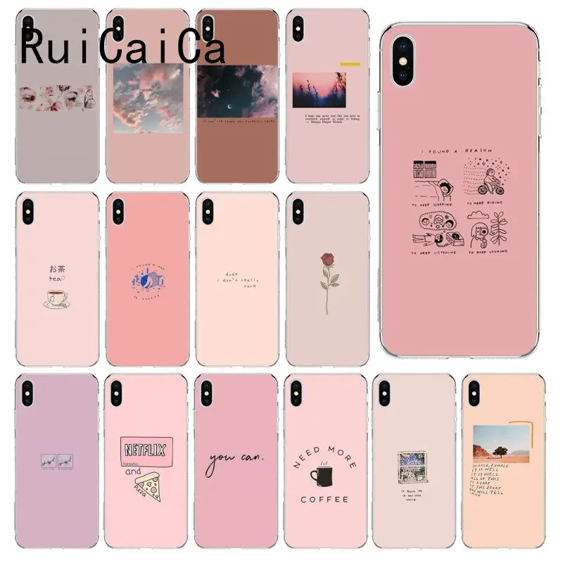 RuiCaiCa набор розового фона граффити Стик рисунок текст чехол для телефона iPhone 8 7 6 6S