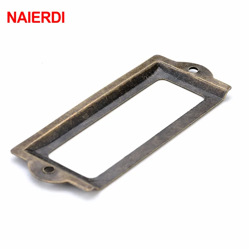 NAIERDI 10 шт. 82*30 мм ручка старинный медный ярлык Pull Frame имя файла держатель карты для