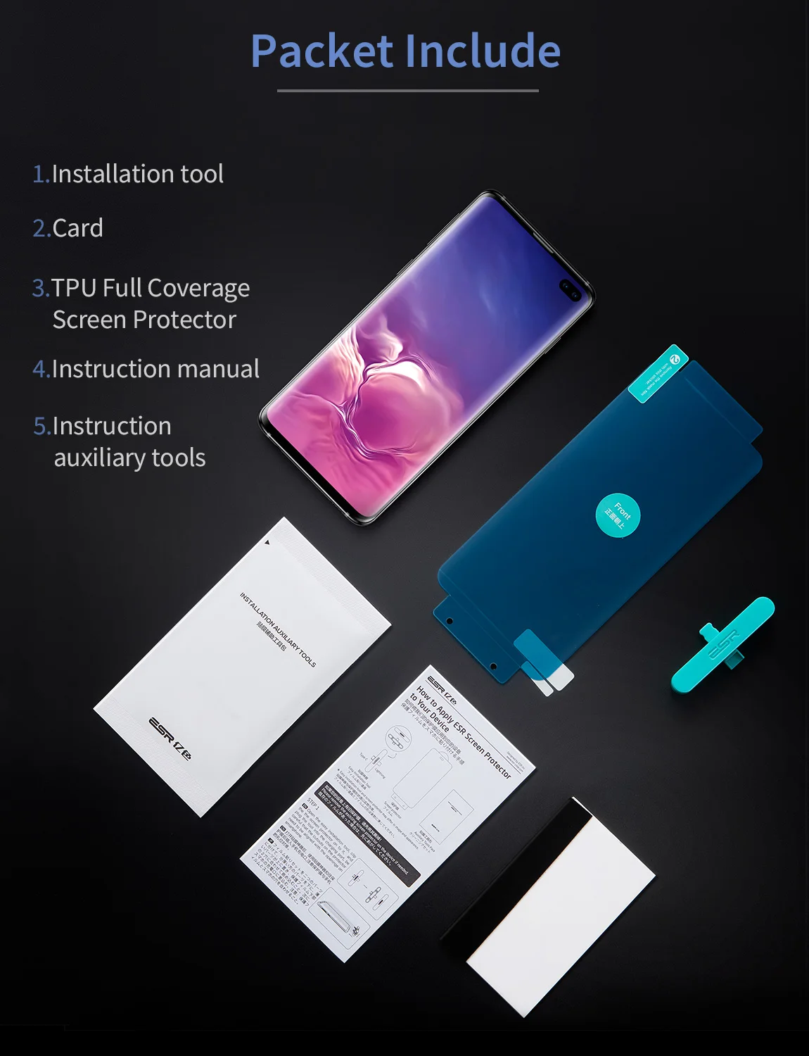 2 шт./лот ESR Экран протектор для samsung Galaxy S10 полный охват мягкий TPU Crystal Clear Защитная пленка для samsung Galaxy S10 плюс