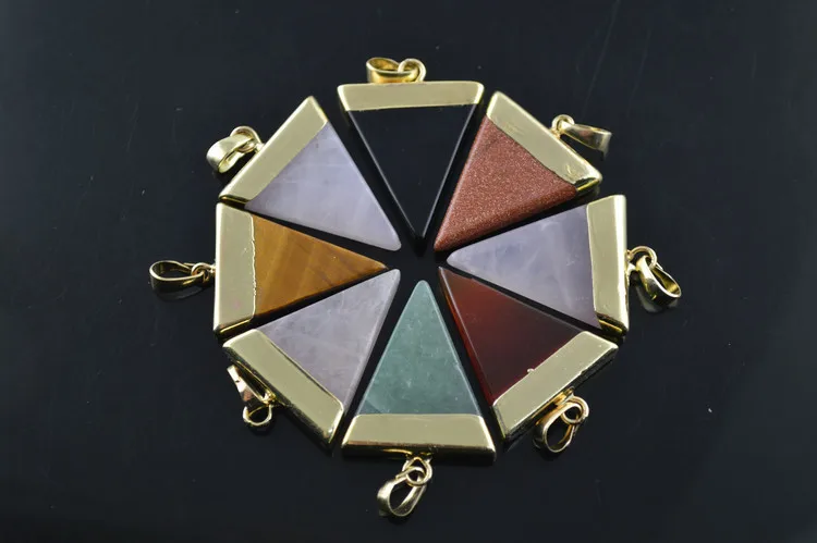 

20pc Mixed Color Natural Semi-precious Stone Triangle Shape Pendants fit Woman Jewelry