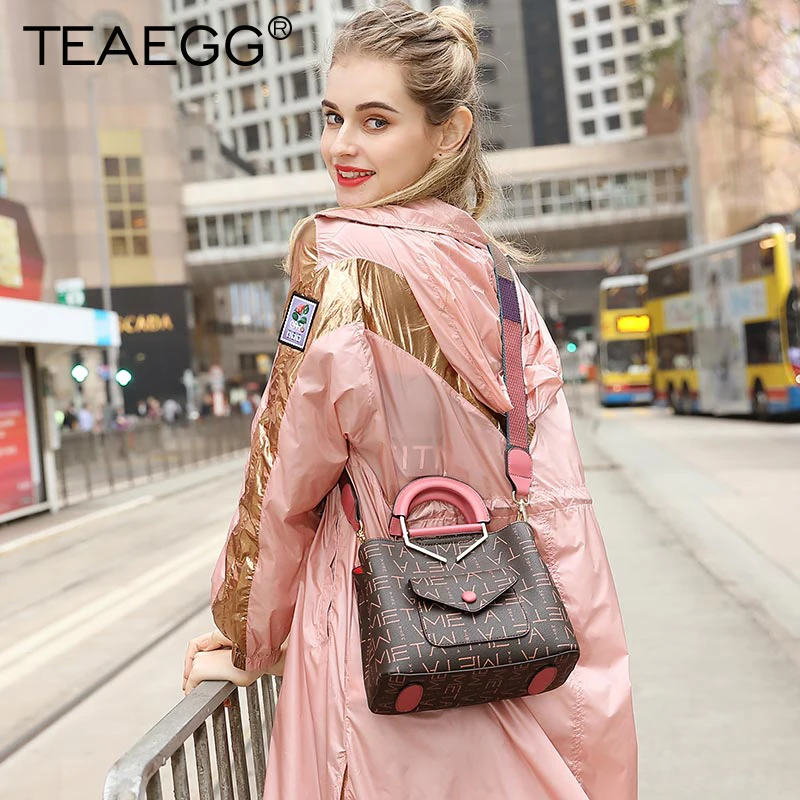 TEAEGG Дизайнерская Женская Повседневная Сумка-тоут с монограммой, роскошные сумки через плечо, модная сумка-мессенджер