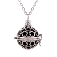 flower shape 1pc hollow cage filigree ball box diffuser necklace locket pendants for diy perfume essential oil jewelry findings
