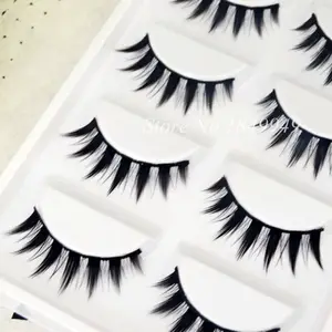 5 пар Накладные ресницы натуральный длинный острый хвост крест Мягкие Накладные ресницы 100% ручная работа хлопковые стебли макияж сценические ресницы