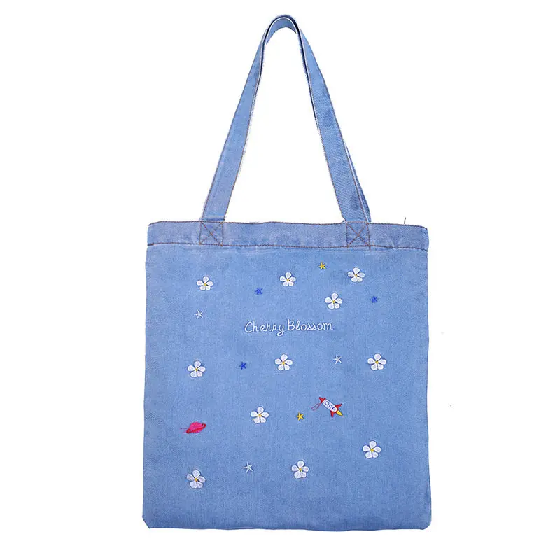 Pacgoth японский kawaii джинсовая сумка большой торговый Повседневное Tote Сумки Вышивка