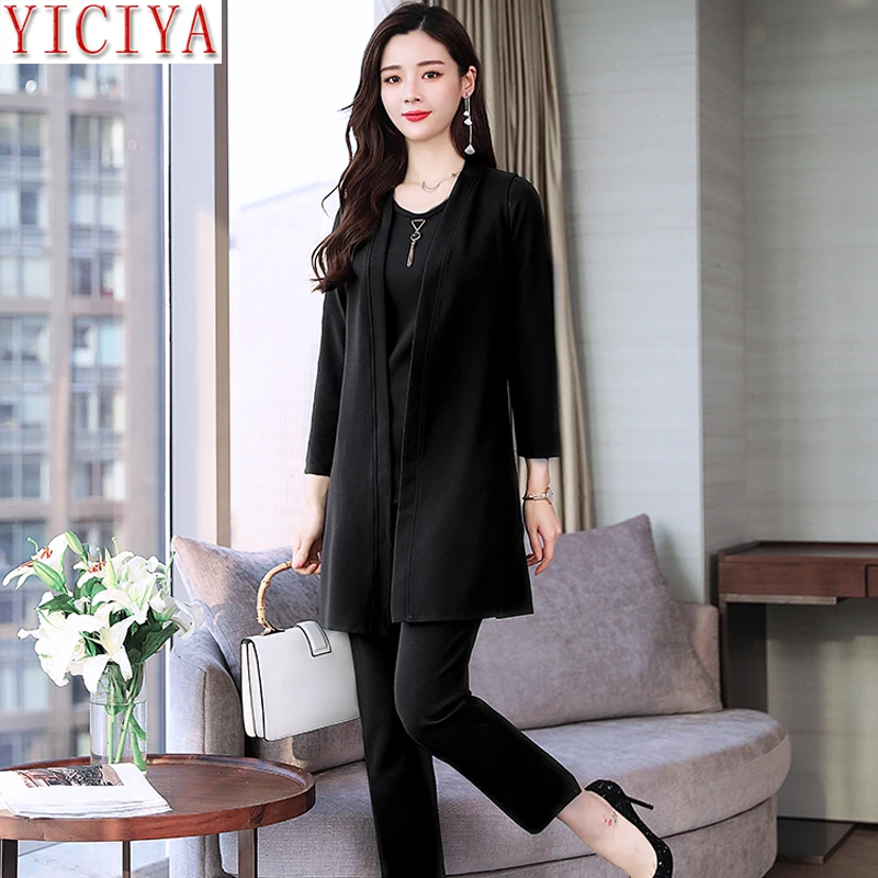 

Black women tracksuits 2 piece sets outfits plus size winter autumn 3 piece suit loose pants suits and top 2020 elegant clothes
