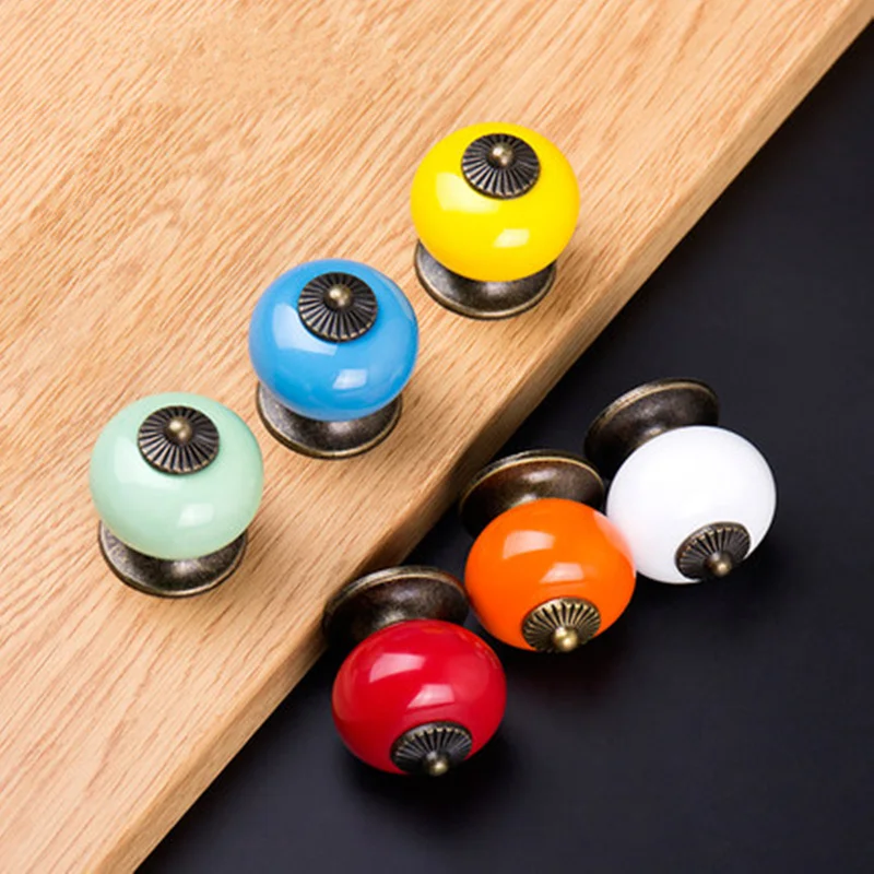 

Colorful pumpkin handle Ceramic Door Knobs Cabinet Drawer Cupboard pulls Furniture Accessory home deocr