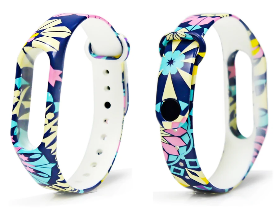 Модный цветной браслет mi band 2 с разноцветными цветами, сменный силиконовый браслет pulsera correa mi band, 2 ремешка для xiaomi mi 2