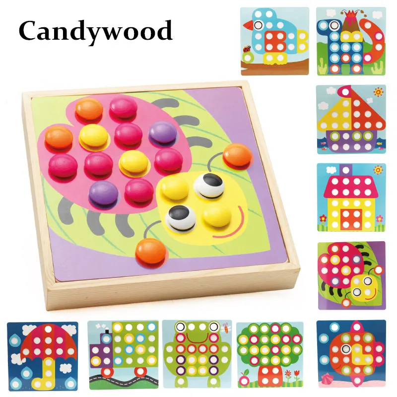 Candywood Деревянный Детский развивающий 3D пазл игрушка креативная мозаика грибной