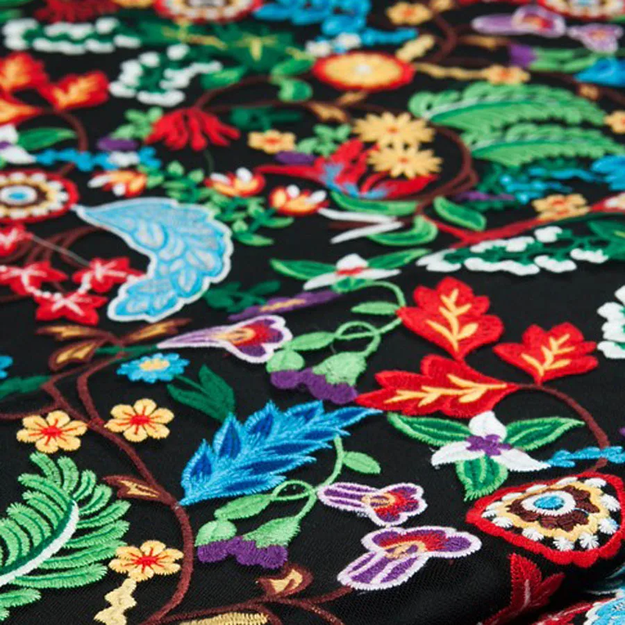 Most new custom curtains sheet fabric colorful embroid baroque New lace Sun flower embroidery Rain Forest textile fabrics | Дом и сад