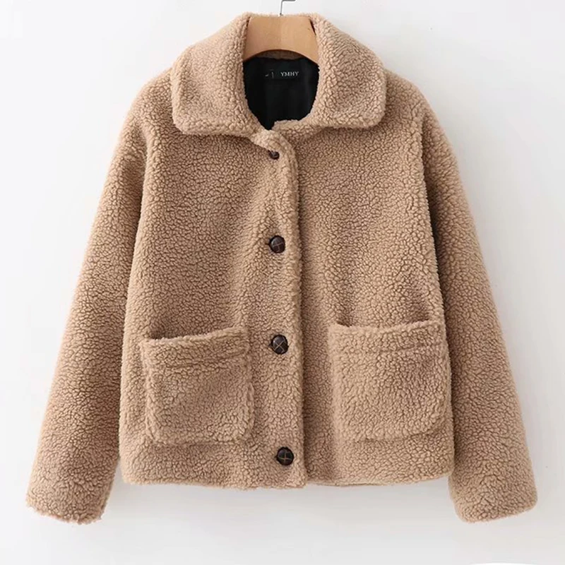 Wool Jacket Autumn Coat Thick Outwear Women Clothing Female Warm Button Fleece Jackets For Ladies Casual | Женская одежда