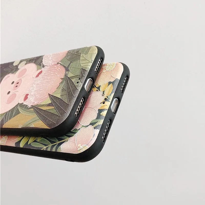 JIBAN милый мультфильм свинья чехол для телефона iphone 8 plus XS Max XR X 7 6s 6 задняя крышка