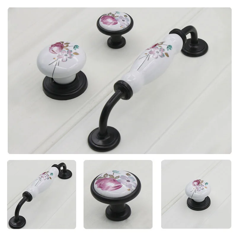 Megairon пастырской Стиль Керамика ручки тянет Винтаж ящика шкафа гардероб комод