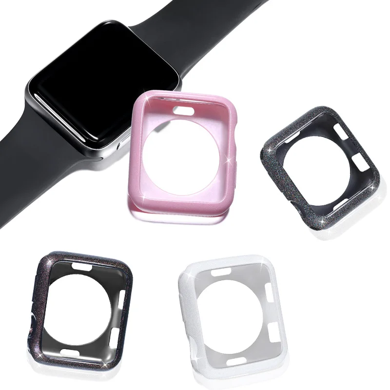 Блестящий чехол для часов Apple Watch 4 3 2 мягкий из ТПУ iwatch 44 мм 40 38 42 бампер защитный