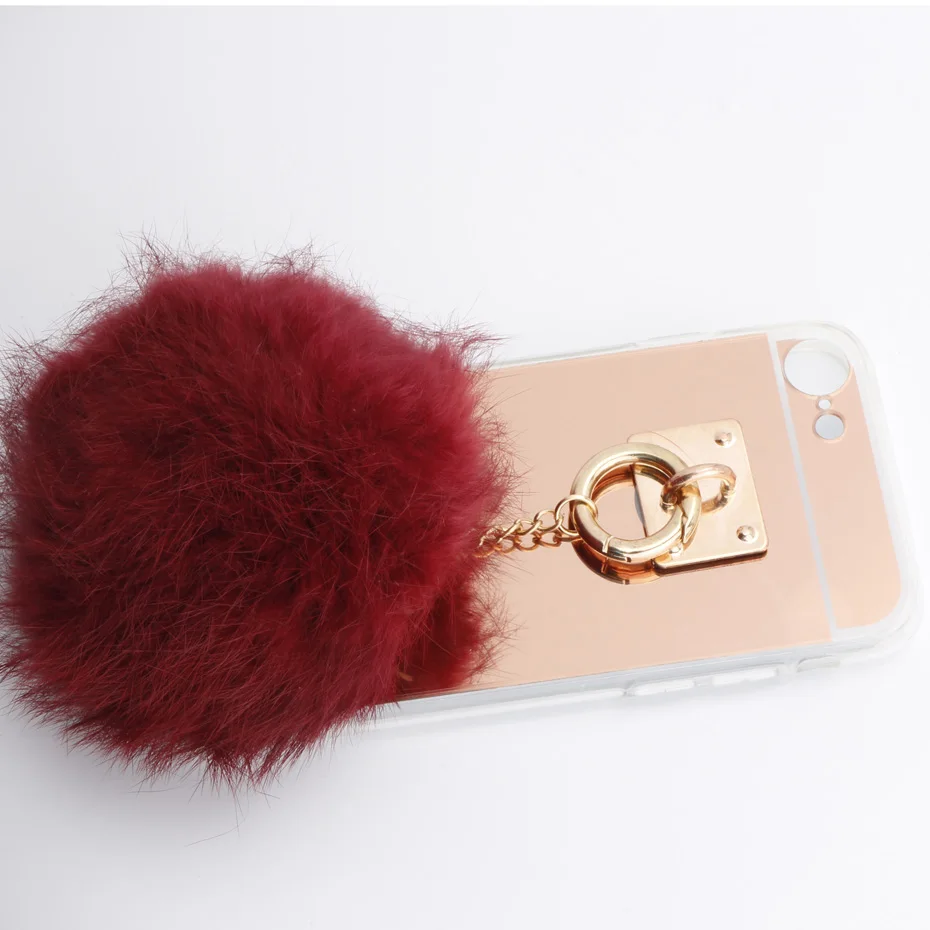 Меховой шарик ЧЕХОЛ ДЛЯ vivo Y31 y35 Y37 Y51 Y53 Y55 Y66 Y67 Y69 Мягкий край Зеркало Обложка для BBK