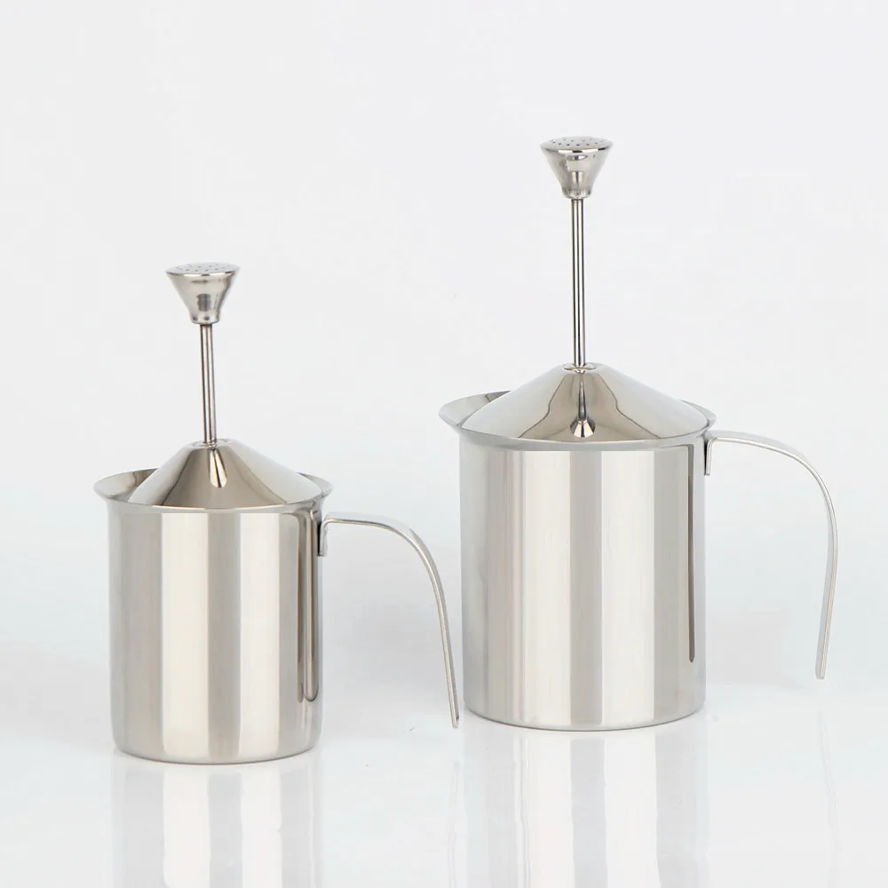 

400ML/800ML Stainless Steel Double Mesh Manual Milk Frother Coffee Foamer Creamer Foam Pull Flower Mugs