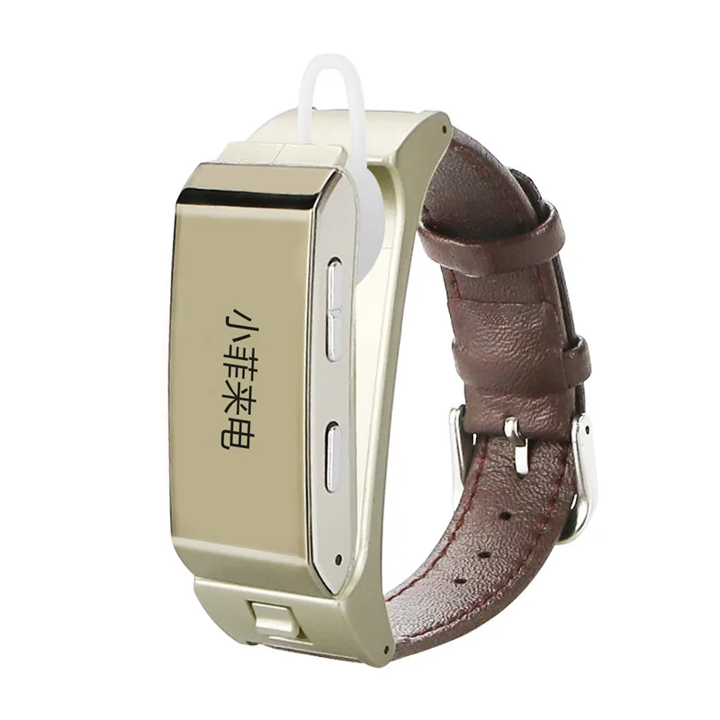 

T-B08 Leather Smart Bracelet Bluetooth Earphone Calling Wristbands Notification Push Sport Pedometer Smart Bluetooth Smartband