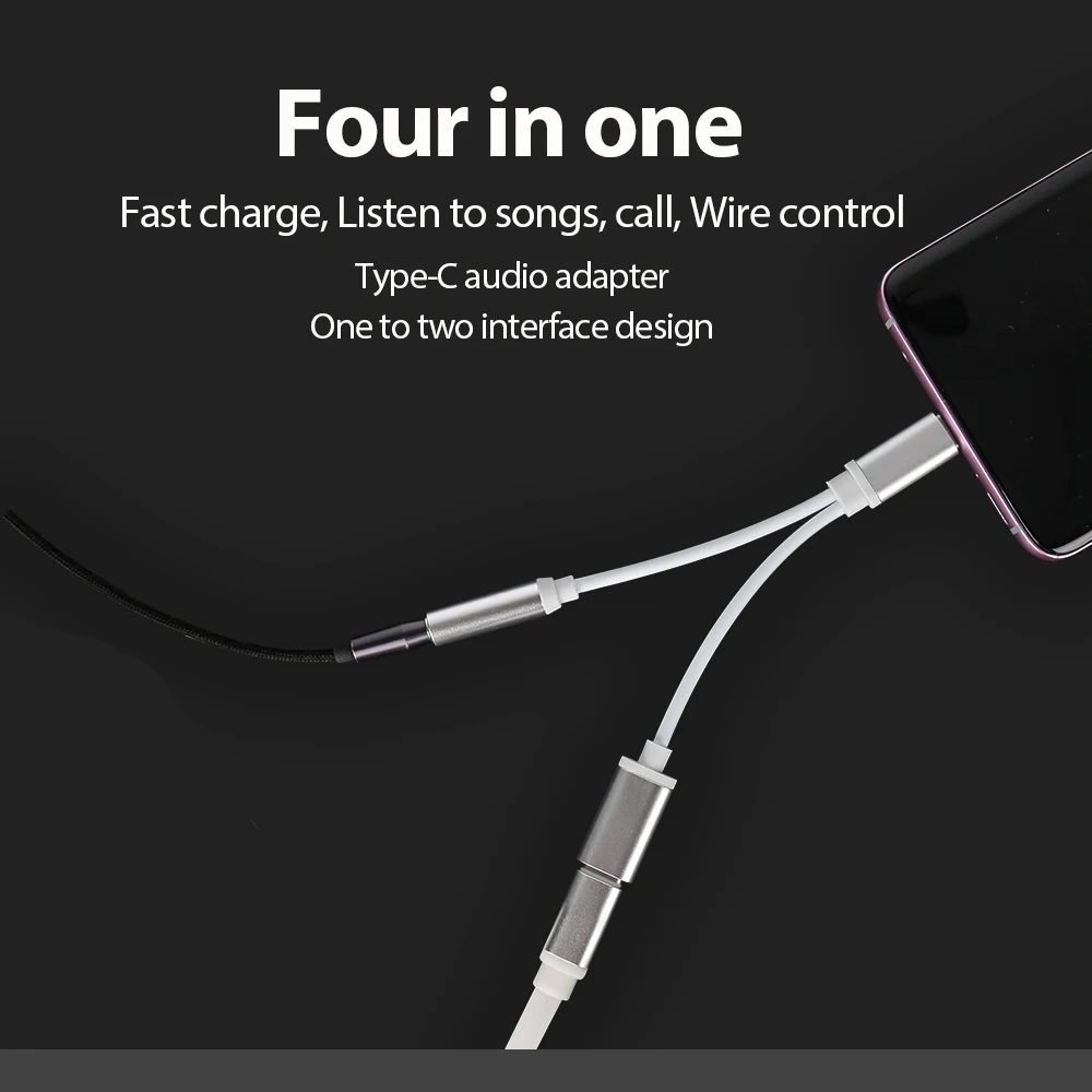 2 в 1 Тип C адаптер 3,5 мм аудио-Тип C зарядное устройство порт для Xiaomi Mi6 LeEco Le max Le 2 Pro наушники сплиттер адаптер