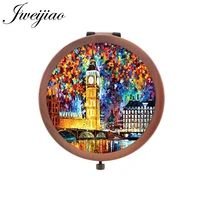 jweijiao colorful city pocket mirror famous paintings printing picture makeup mirrors mini folding round mirrors pt52