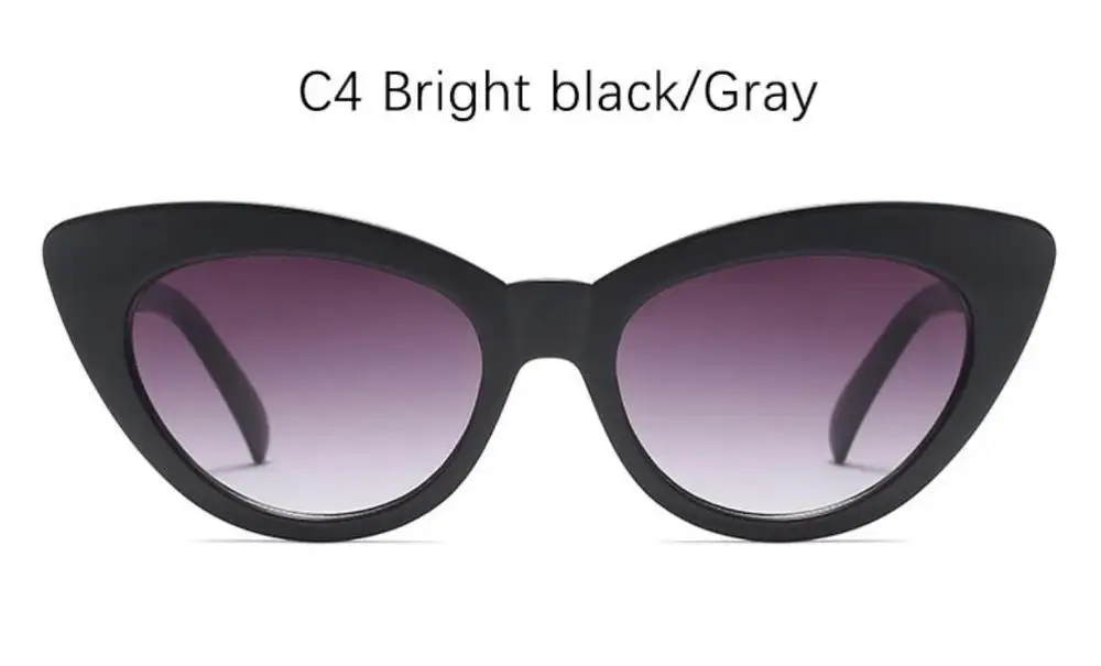 C4 bright black gray Белые женские солнцезащитные очки кошачий глаз, большие размеры, новая мода, винтажные Роскошные элегантные солнцезащитные очки, женские леопардовые коричневые солнцезащитные очки Cateye - Цвет линз: C4 bright black gray