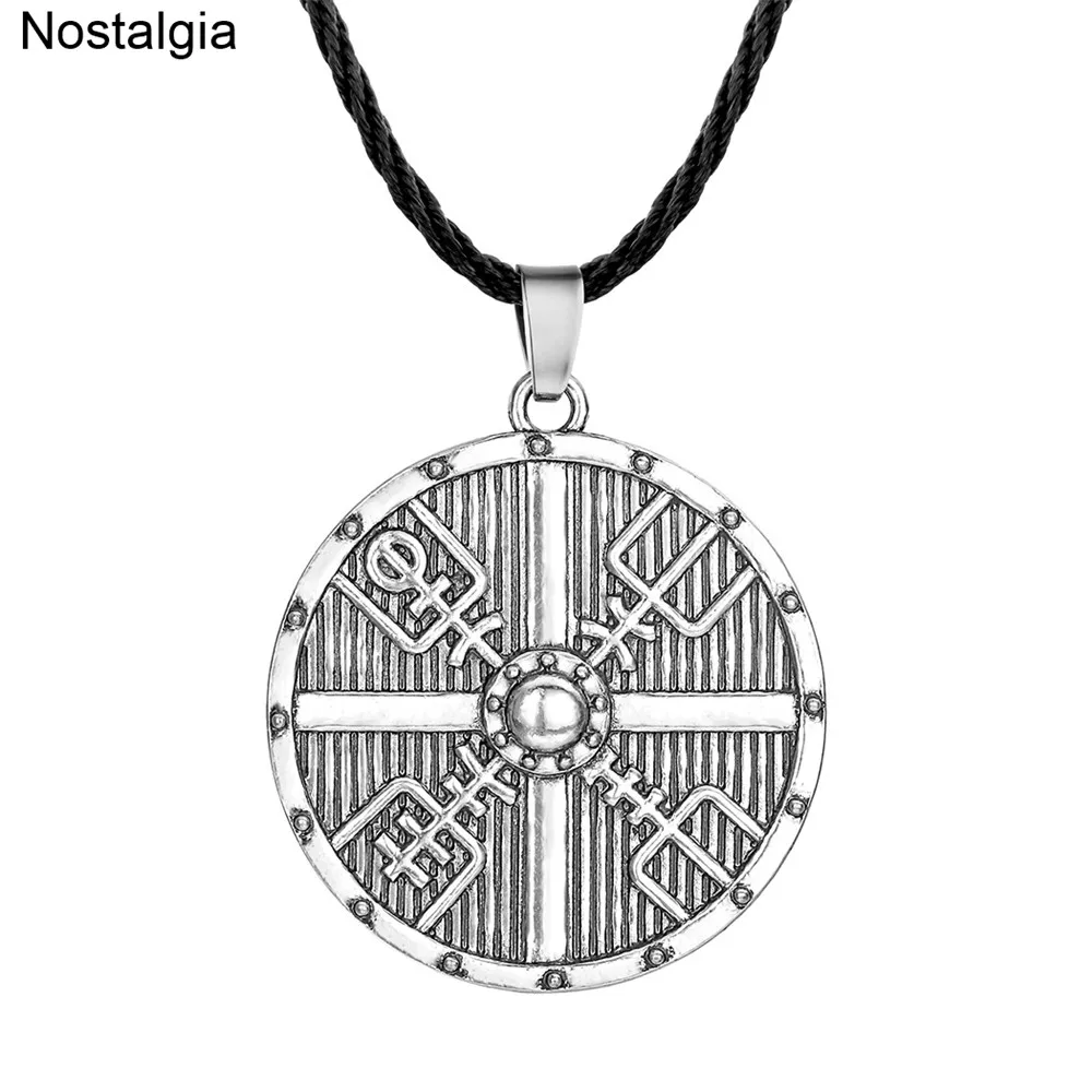 

Nostalgia Norse Vegvisir Compass Viking Pendant Amulet Wicca Necklace Helm of Awe Aegishjalmur Talisman Jewelry