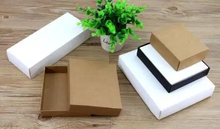 

10 sizes Kraft black white gift packaging box kraft blank carton paper gift paper box with lid Gift carton cardboard box