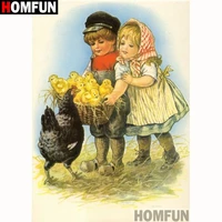 homfun full squareround drill 5d diy diamond painting child chicken embroidery cross stitch 5d home decor gift a18099