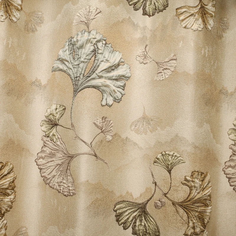 Top luxury 4D embossed royal villa blackout living room curtains high quality elegant beige thick curtain for bedroom hotel | Дом и сад