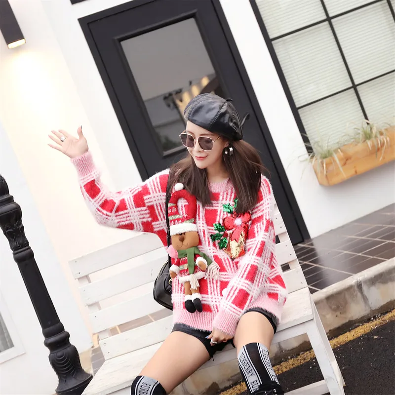 Loose Christmas Sweater Women 2018 Winter 3D Snowman Dee Ball Ugly Cute Cuasal Thick Mohair Sweaters Top | Женская одежда