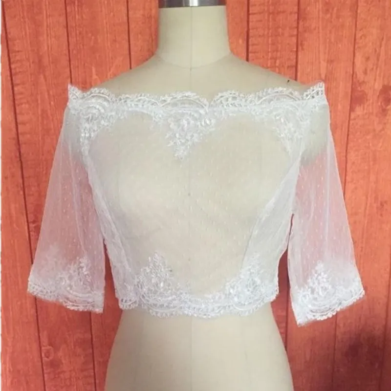 Ruthshen с плеча свадебное болеро Половина рукава горошек тюлевый кружевной