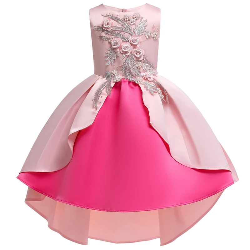 Flower Girl Wedding Party Bridesmaid Petal Embroidery Tail Dress Banquet Show Ball Performance vestido | Свадьбы и торжества
