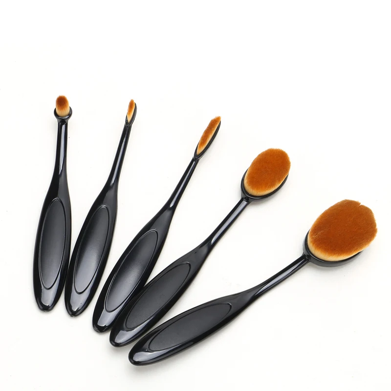 5 Шт./компл. Овальной Макияж Кисти Фонд make up Brush Set Комплект Черный Зубная Щетка BB
