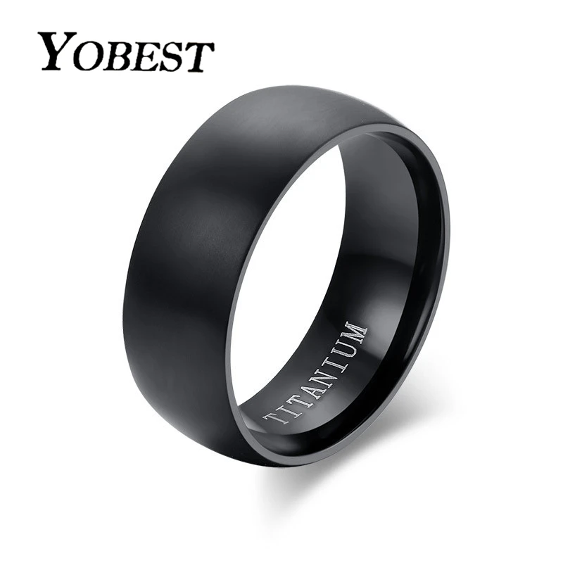Модное мужское черное титановое кольцо YOBEST матовая отделка классическое