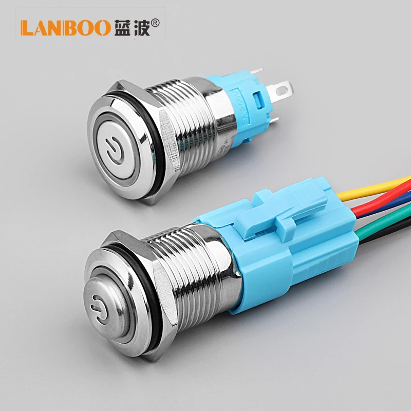 Кнопочный переключатель с LANBOO 16 мм Мгновенный или самоблокирующийся
