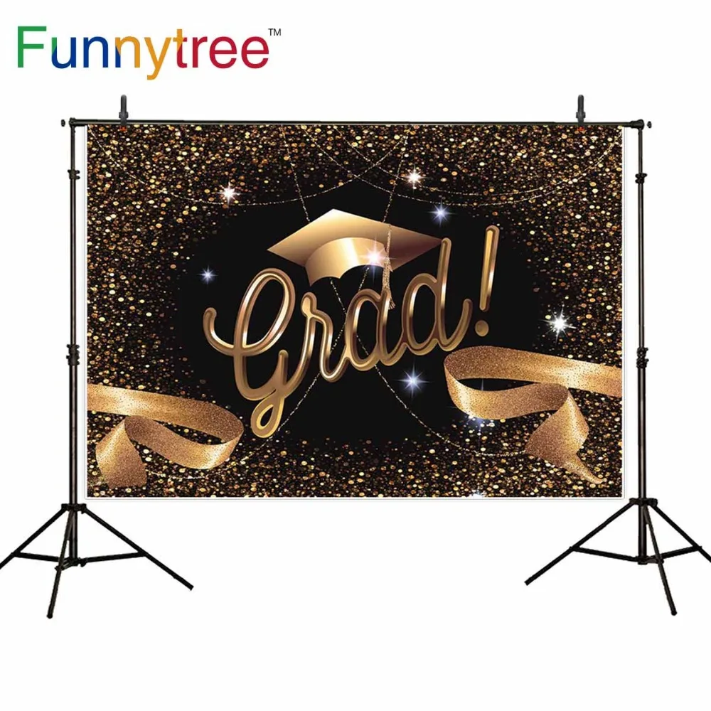 

Фон Funnytree для студийной фотосъемки с изображением выпускного вечера золотого ореола для учеников школы и выпусквечерние вечера
