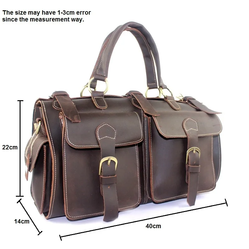 Men Bag Multifunction Genuine Leather Travel Bags Tote For Business Crazy Horse Man Handbag Messenger | Багаж и сумки