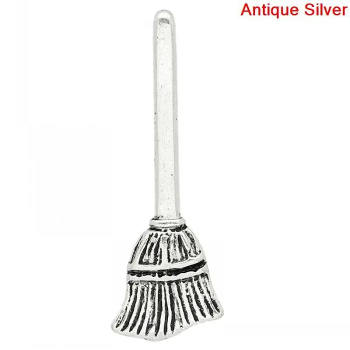 

DoreenBeads Retail Charm Pendants Broom Silver Color 27x10mm,50PCs