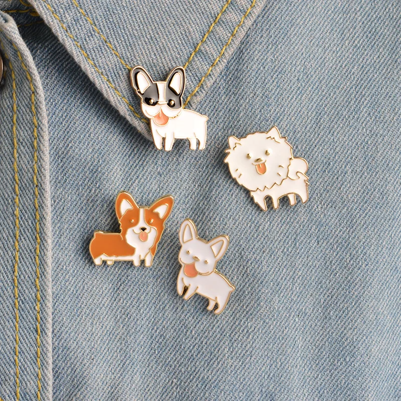 

DoreenBeads Fashion Cute Animal Pet Dog Brooch Pins Metal Enamel Pins and Brooches for Women Cartoon Series Large Badges 1PC