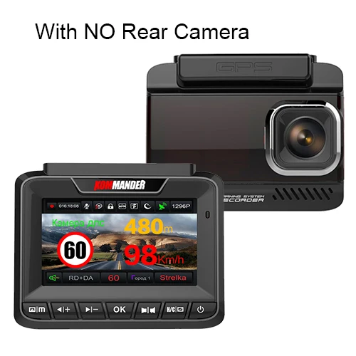 No Rear Camera Kommander автомобильный радар-детектор встроенный GPS скорость Анти радар 3 в 1 Full HD 1080P 1296P 170 градусов видеорегистраторы с двумя объективами - Название цвета: No Rear Camera