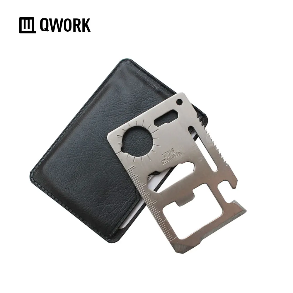 

QWORK 11 in 1 Multifunction Outdoor Hunting Survival Camping Pocket Military Card Knife Wrench
