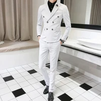 double breasted mens slim fit suits solid color mens fashion party tuxedo stylish suits custom made jacket vest pants suits
