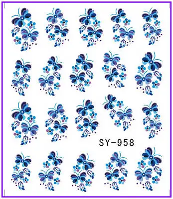 6 упак./лот блеск переводка NAIL ART наклейки на ногти цветок декоративная триколор