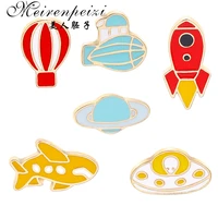 meirenpeizi pins and brooches space boat dolphin rocket pins hot air balloon pins badges hard enamel lapel pin jewelry