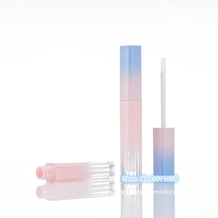 20/60/100pcs Pink Blue Gradient Plastic Cosmetic Lip Gloss Wand Tube Empty Black Square Makeup Glaze Bottle | Красота и здоровье