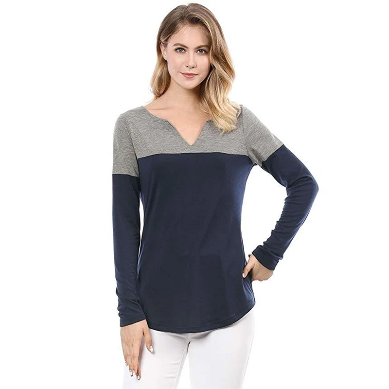 Женская футболка на каждый день женские футболки с v-образным вырезом длинный