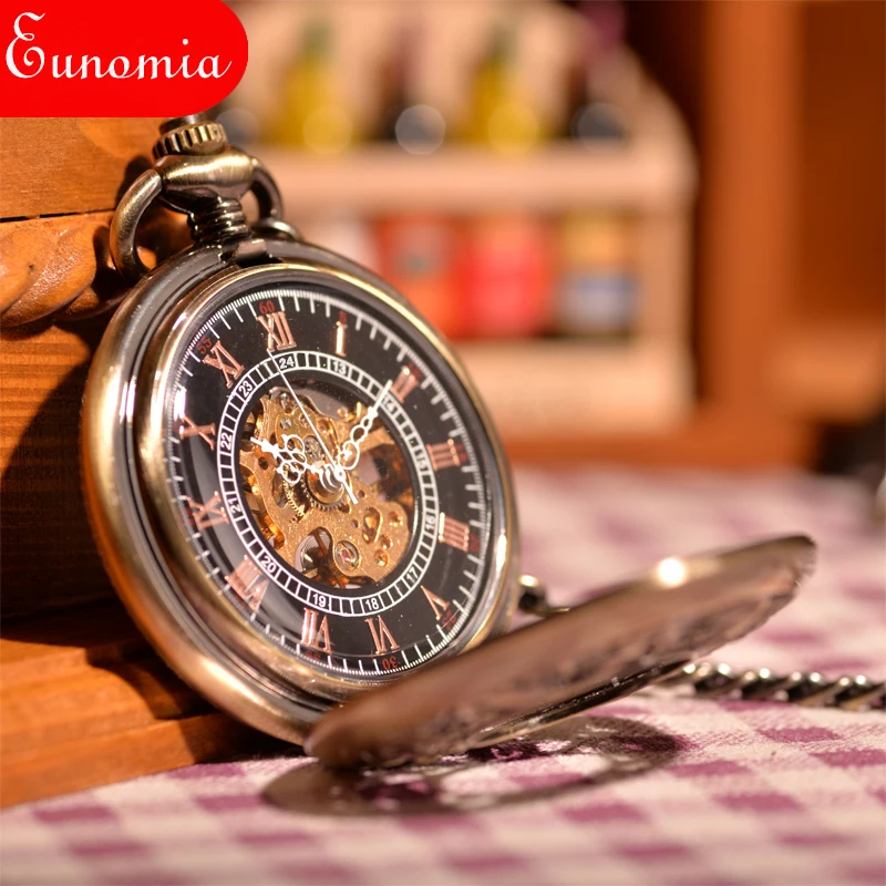 Креветки Античная Винтаж стимпанк Скелет Механические карманные часы pw125 |