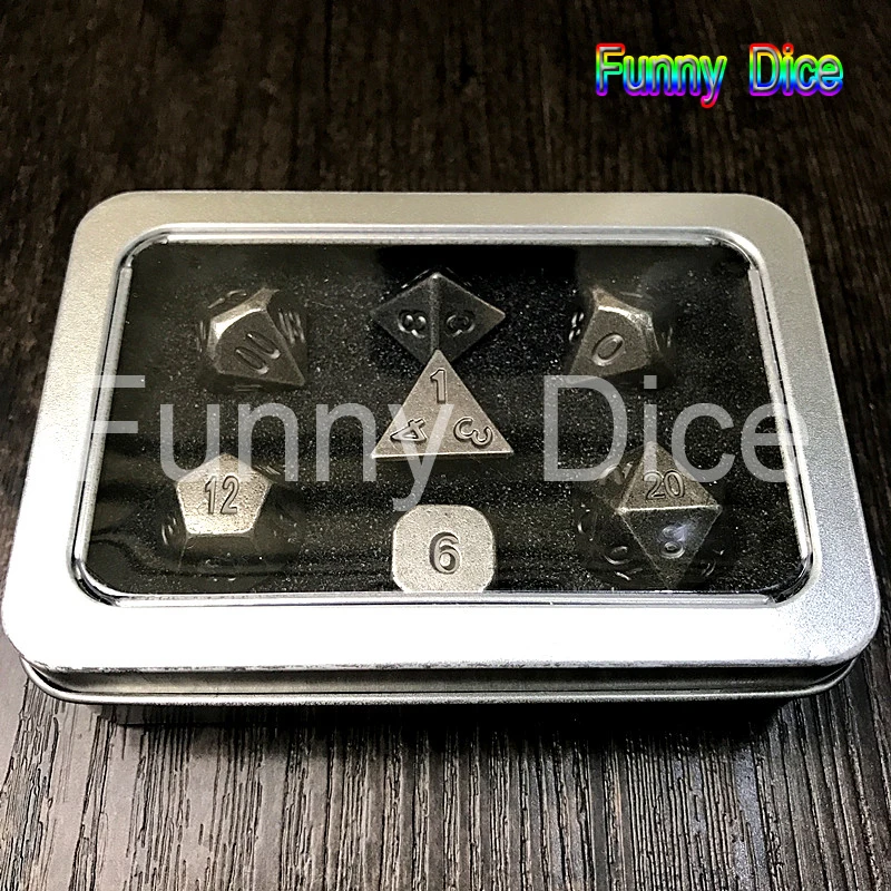 Новый металлический Набор из 7 игральных костей d4 d6 d8 d10 d % d12 d20 для настольной игры