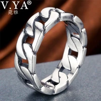 v ya 100 925 sterling silver ring punk ring cycle chain finger rings for men fine jewelry big size couple ring men jewelry