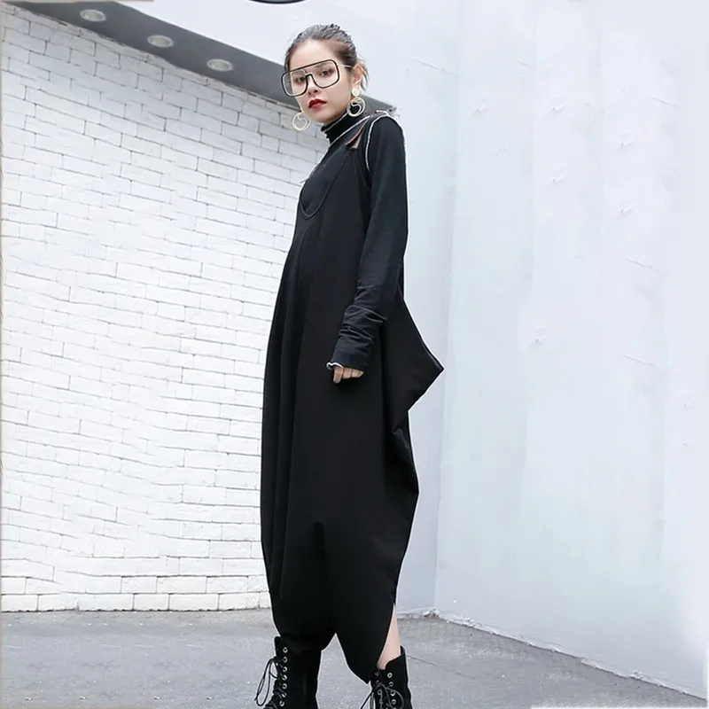 CHICEVER Весна Повседневные черные женские боди на лямках негабаритных 2019 икры Длина